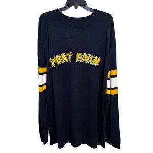 VTG 90’s Phat Farm Mens Black Yellow Letterman Style Sweater Large Spell Out XL